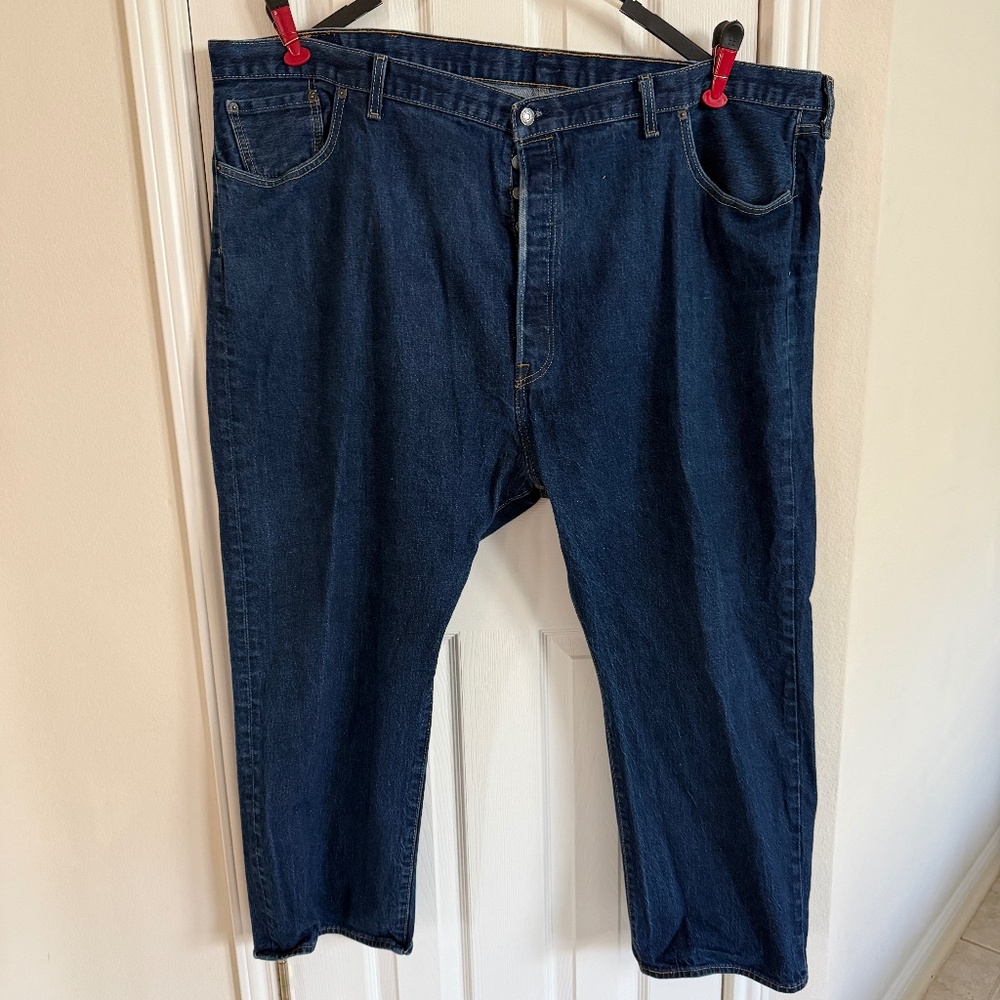 LIKE NEW Mens Levi's 501 Button Fly Jeans Dark Wash 54 x 30
